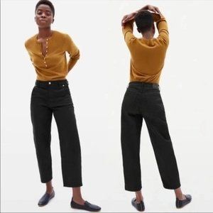 Everlane The Arc Jean Tapered Leg Cotton Stretch High Rise 27/4 Blk #1630
